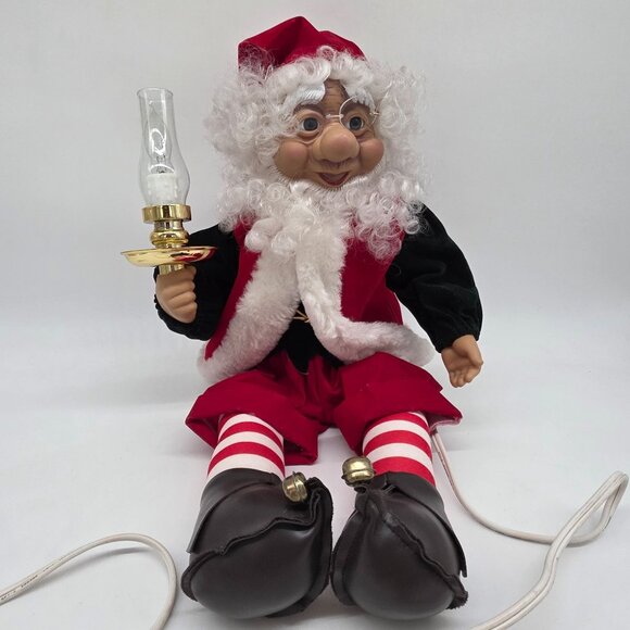 Vintage Telco Animated Motionette Elf Santa Christmas Ornament Working - Picture 2 of 9